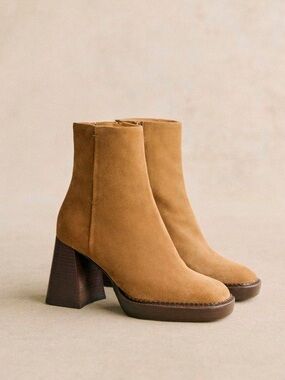 Sezane Kaia High Ankle Boots Honey - Size 8